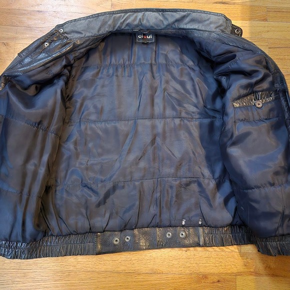 Vintage Clout Leather Jacket Motorcycle Biker Black SZ 42 Black Bomber 1980s - Picture 4 of 9